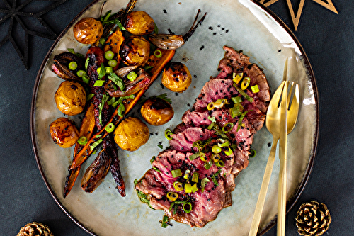 Tataki de boeuf Bio et légumes rôtis