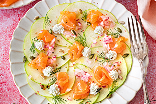 Carpaccio de pommes vertes et saumon fumé