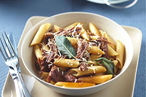 Penne au boeuf Bio et beurre de sauge