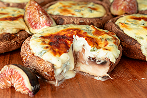 Portobellos farcis aux échalotes et Bleu d’Auvergne