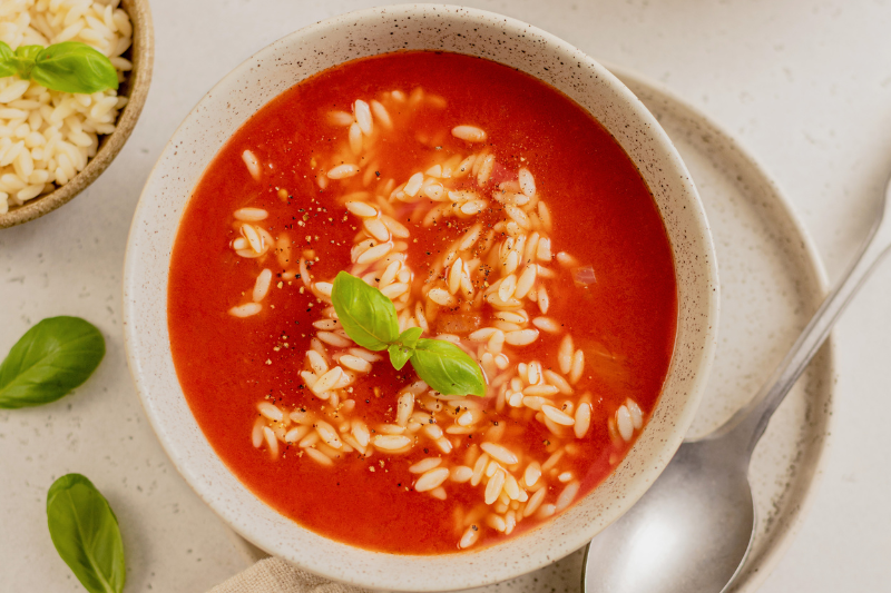 Soupe de tomates à l’orzo