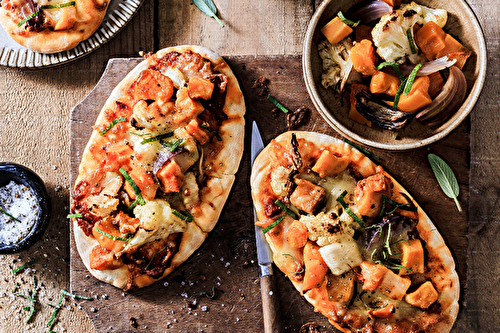 Pizzettes aux légumes rôtis