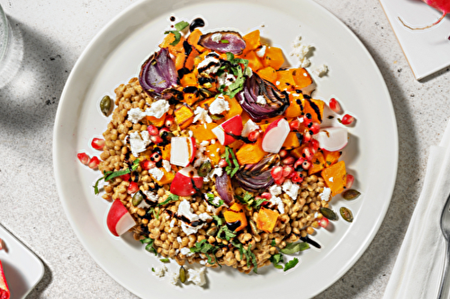 Salade de lentilles et butternut à la grenade