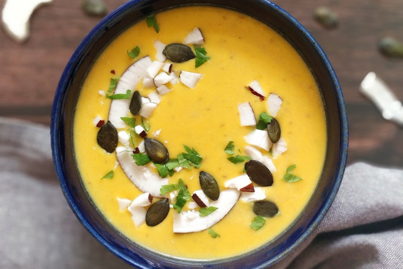 Soupe à la courge et aux lentilles corail