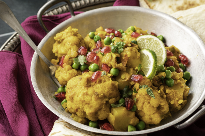 Aloo gobi au chou-fleur et petits pois