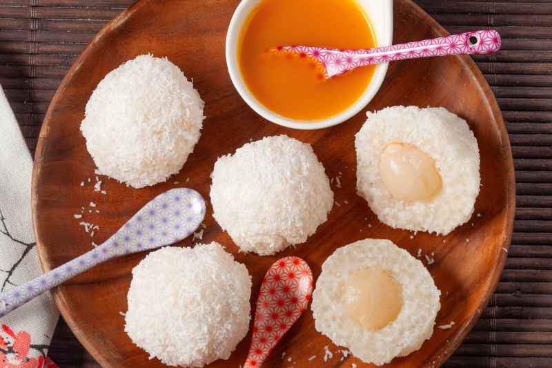 Boules coco-litchi aux perles Japon Tipiak