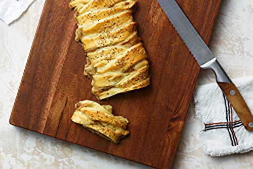 Feuilleté ruban, champignon, pomme de terre au Morbier AOP