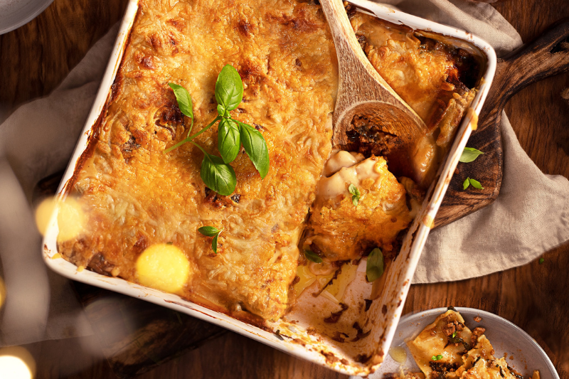 Lasagnes aux épinards et béchamel parfumée au soja