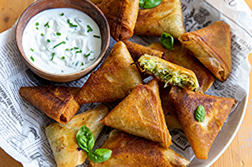 Samoussas à la dinde française, courgettes et curry