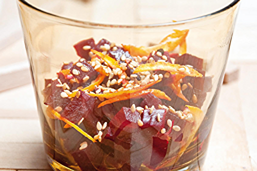 Salade de betterave aux graines de sésame et zestes d’oranges