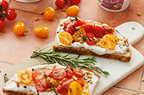 Bruschettas rougissantes au chèvre frais Petit Billy