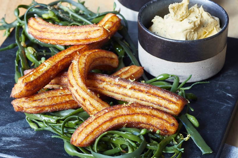 Churros de pommes de terre primeurs La Noirmoutier et condiments relevés