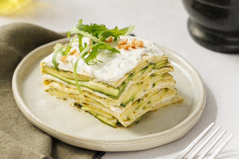 Lasagnes de courgettes au pesto et Petit Billy