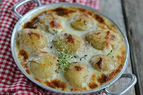Pommes de terre primeurs La Noirmoutier gratinées au Gorgonzola