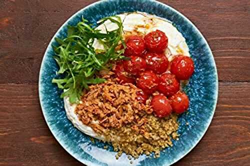 Ricotta fouettée, thon et tomates cerises rôties