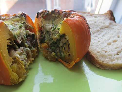 Courge Jack Be little farcie au roquefort, noix et courgette