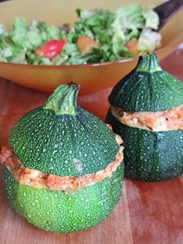 Courgettes rondes farcies au tofu rosso (recette 100% végétale/végétarienne)