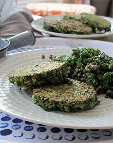 Galettes de céréales chou kale, persil et coriandre