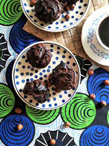 Muffins choco / noisettes sans gluten et sans lactose (farine de maïs et de riz)