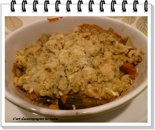 Crumble de chèvre et poireaux au pesto