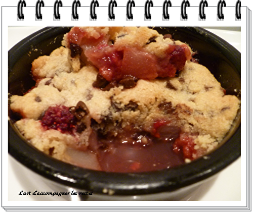 Crumble poires/framboises/chocolat