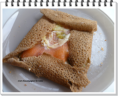 Galette farcie au saumon fumé et fondue de poireau