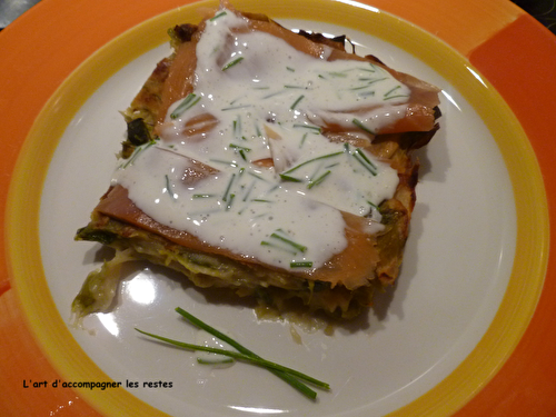 Galettes poireaux, garnies de fromage blanc et de saumon fumé