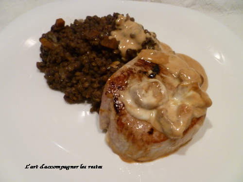 Grenadins de veau, lentilles et cèpes crémés