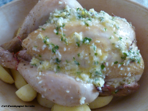 Poulet rôti en croute d’herbes