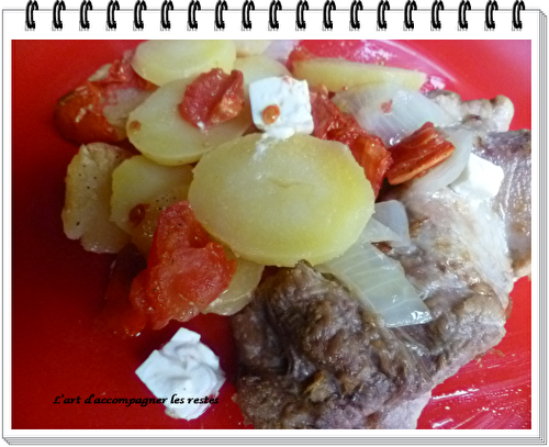 Steaks de porc aux tomates, pommes de terre et feta ww