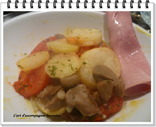 Terrine de pommes de terre, tomates, champignons, jambon ww