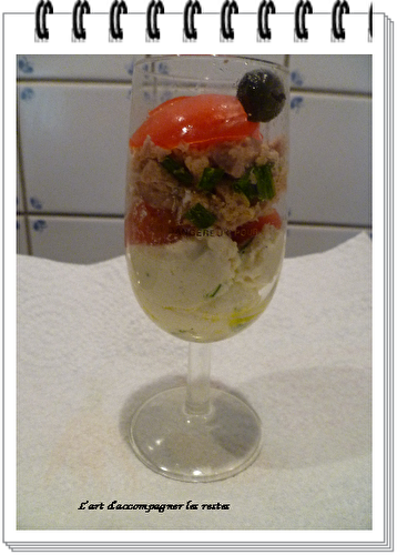 Verrine thon, fromage aux herbes