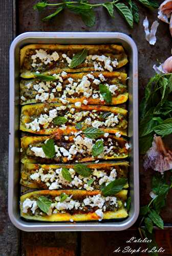 Courgettes farcies à la feta et menthe