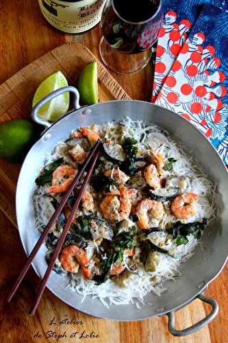 Curry vert Thaï de crevettes aux aubergines