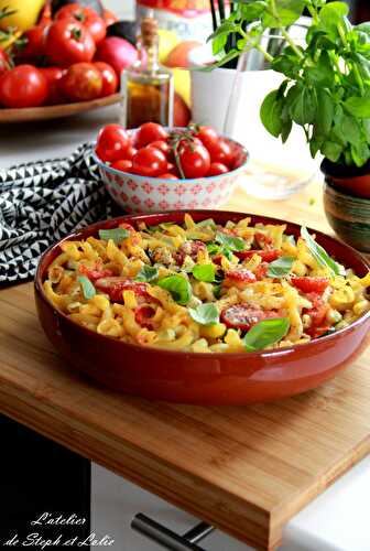 Gratin de pâtes Torchetti à la feta et légumes ensoleillés