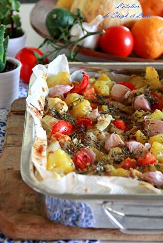 Gratin facile de cabillaud au curry et légumes