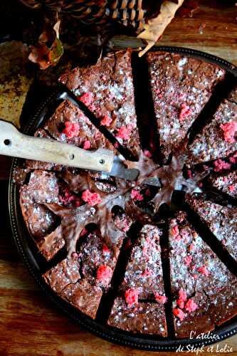 Moelleux au chocolat et poudre de biscuits roses