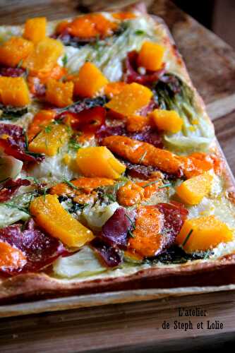 Pizza au butternut et blettes chinoises