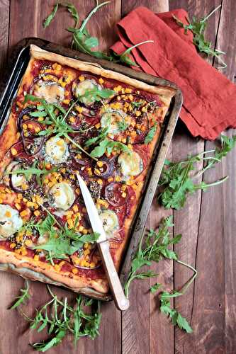 Pizza au chèvre et maïs croquant