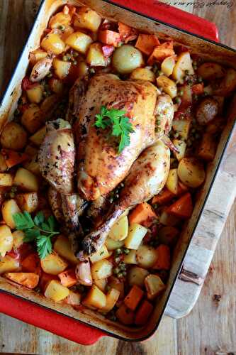 Poulet rôti et son duo de patates