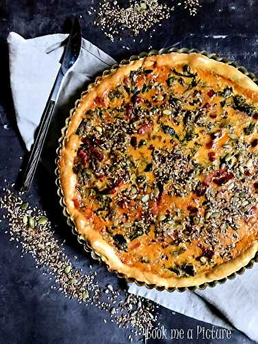 Quiche à la fondue de poireaux et graines mélangées