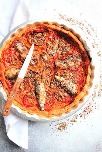 Tarte au fromage de chèvre frais et sardines