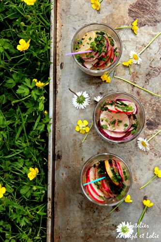 Verrine apéritive de radis multicolores