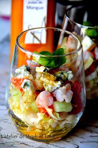 Verrine d'endives et roquefort au vinaigre de mangue