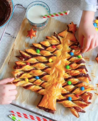 Sapin de Noël feuilleté au chocolat