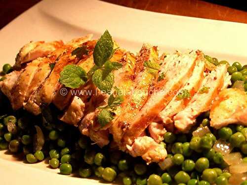 Blanc de Poulet Grillé au Curry Petits Pois au Cumin et Coriandre