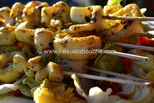 Brochettes de Seiches au Curry à la Plancha