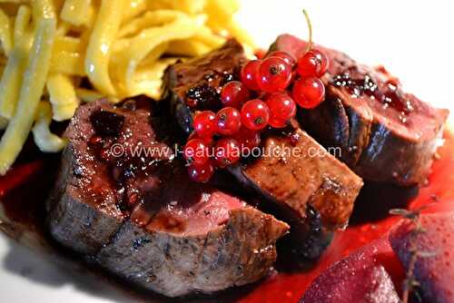 Filet de Chevreuil & Poire Pochée au Cornalin