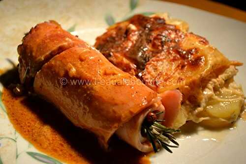 Jambon Rôti à l'Os Sauce Madère & Gratin de Pommes de Terre