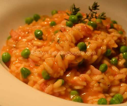 Risotto Tomaté Lardons & Petits Pois